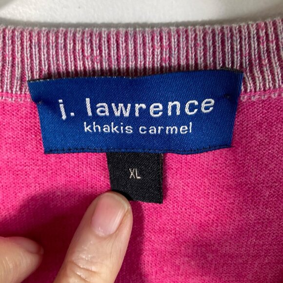 Mens J Lawrence Khakis Carmel V Neck Cotton Cashmere Sweater Pink Gray XL - Picture 6 of 8